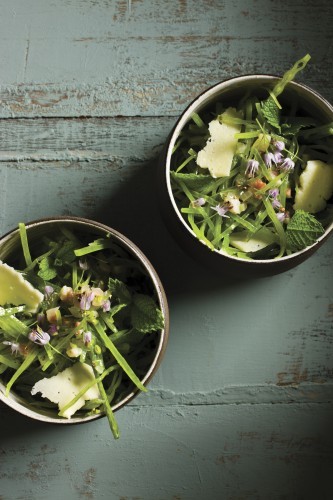 Pea salad with guanciale
