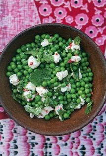 Pea, salted yoghurt and mint salad