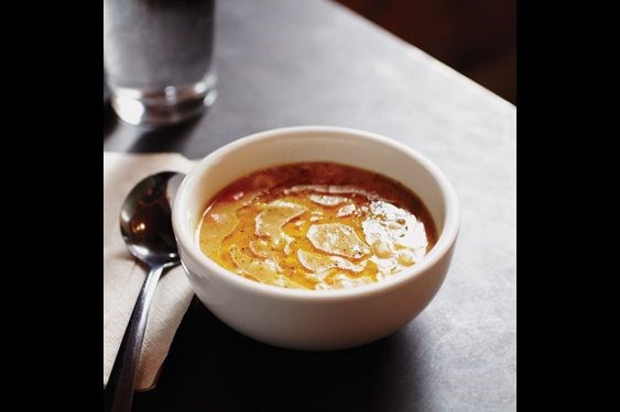 Pea soup with foie gras