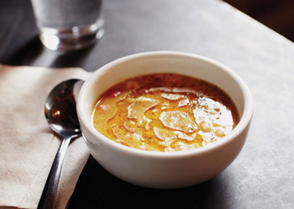 Pea soup with foie gras