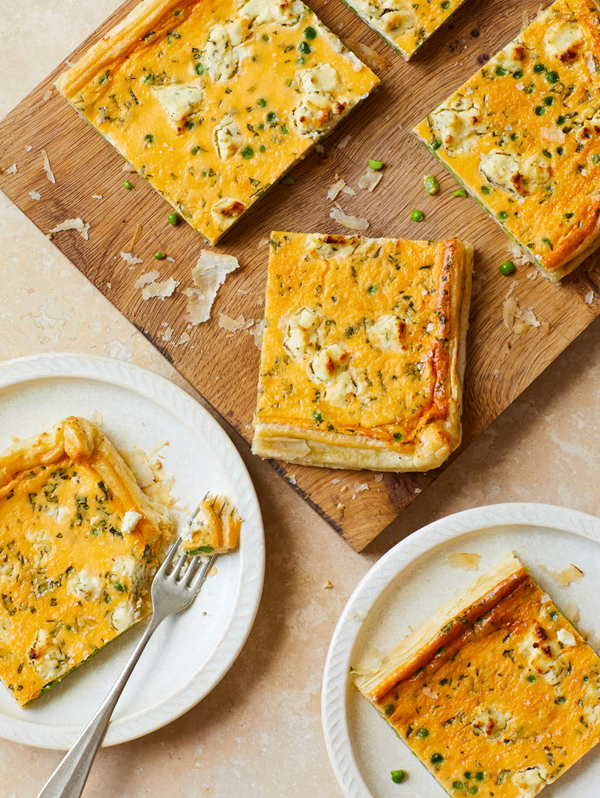 Pea, tarragon and cream cheese tart