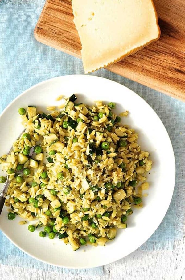 Pea, zucchini and pesto orzo/risoni
