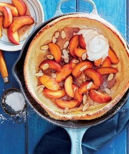 Peach & almond Dutch baby