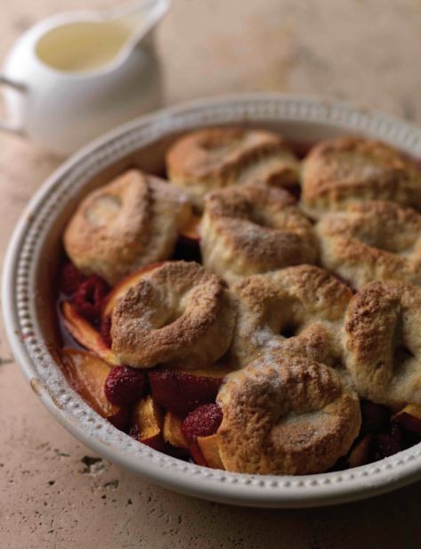 Peach & raspberry cobbler recipe | Eat Your Books