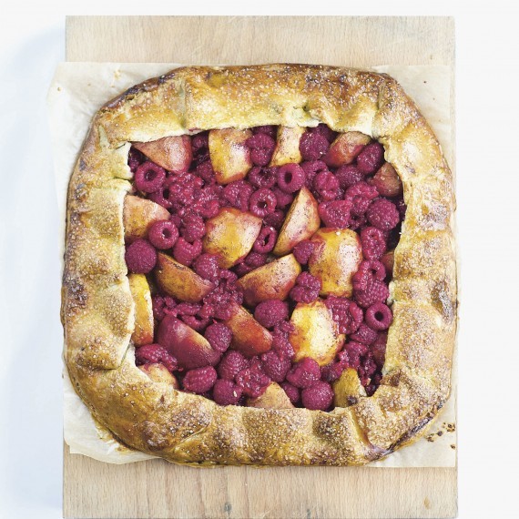 Peach & raspberry galette