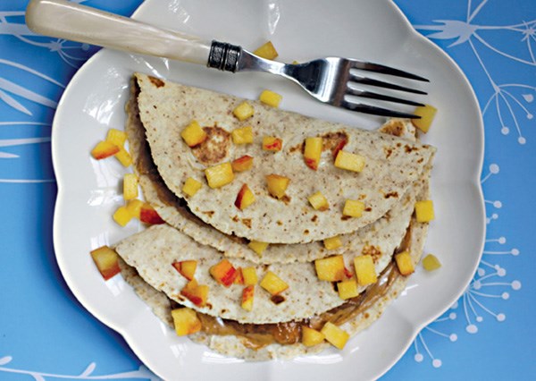 Peach-almond butter quesadillas