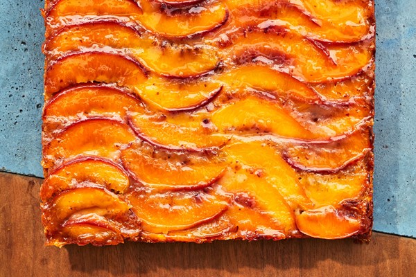 Peach-almond upside-down cake