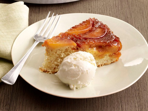 Peach-almond upside-down cake