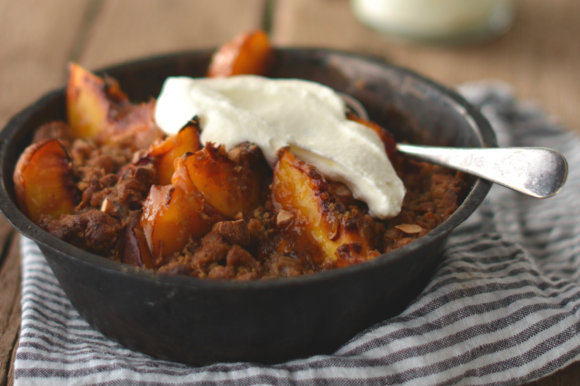 Peach and almond crumble