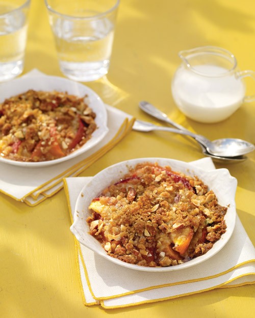 Peach-and-basil crumbles