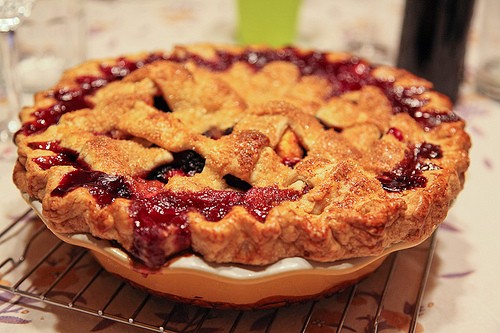 Peach and blackberry ginger pie