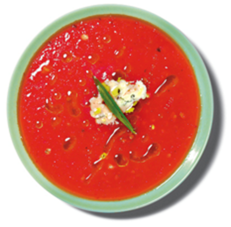 Peach and blue cheese watermelon soup