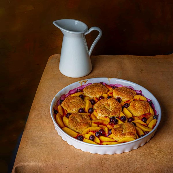 Peach and blueberry cobbler