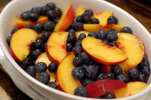 Peach and blueberry cobbler