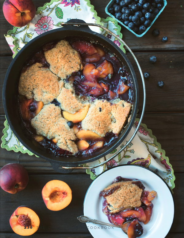 Peach and blueberry cobbler with chai topping