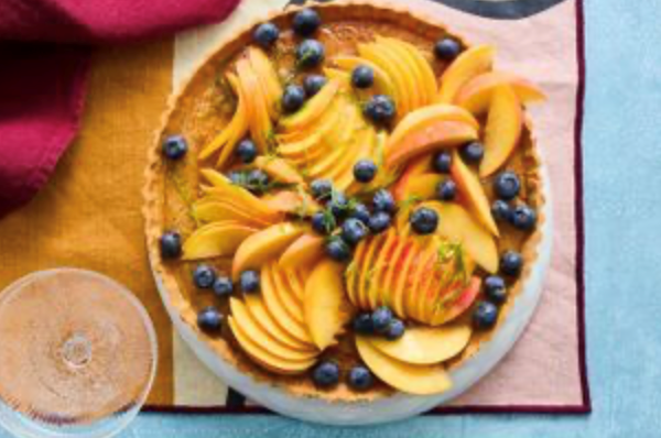 Peach and blueberry tart