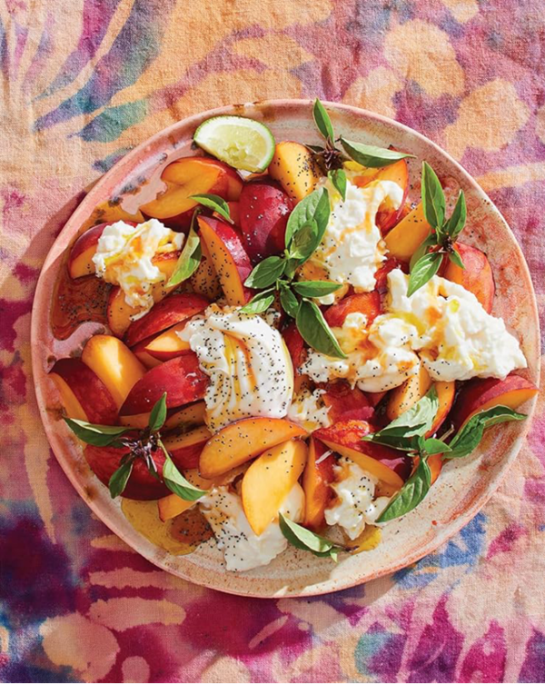 Peach and burrata Caprese with hot honey