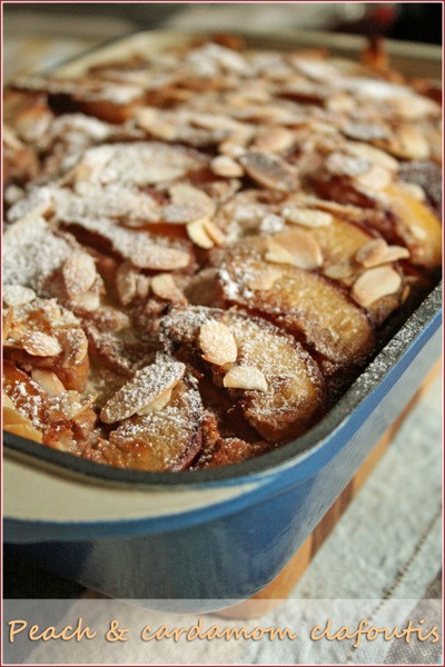 Peach and cardamom clafoutis