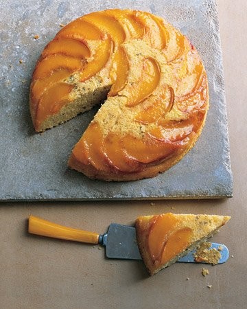 Peach and cornmeal upside-down cake