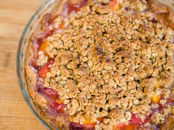 Peach and ginger crisp pie