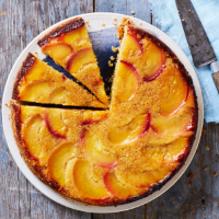 Peach and hazelnut olive oil cake