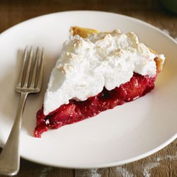 Peach and lemon verbena meringue pie