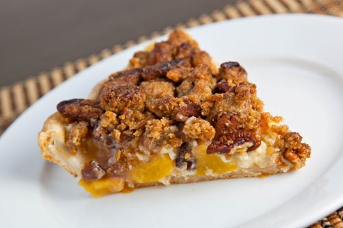 Peach and maple sour cream pecan pie