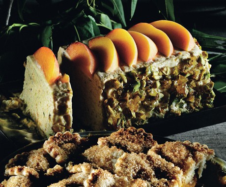 Peach and pistachio praline semifreddo