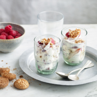 Peach and raspberry amaretti mess