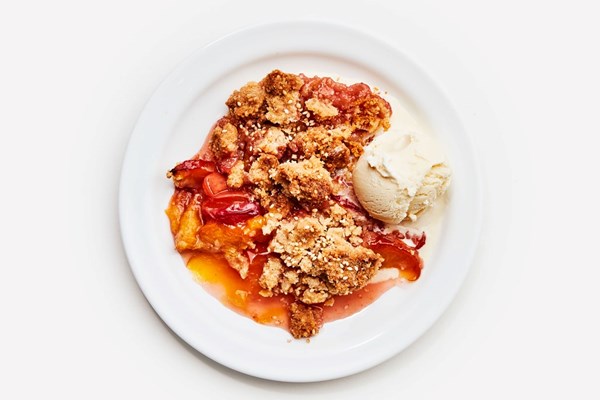 Peach and sesame crumble