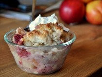 Peach and strawberry cobbler