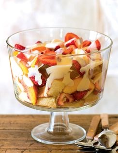 Peach and strawberry trifle