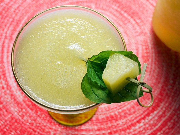 Peach and tequila frozen blended cocktail