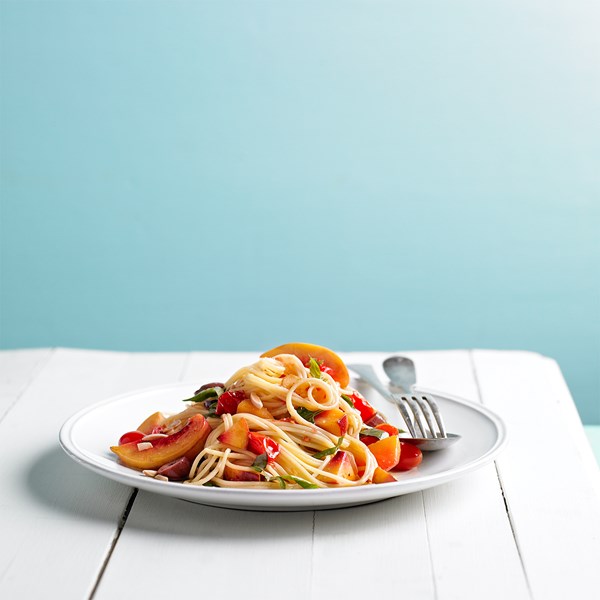 Peach and tomato pasta
