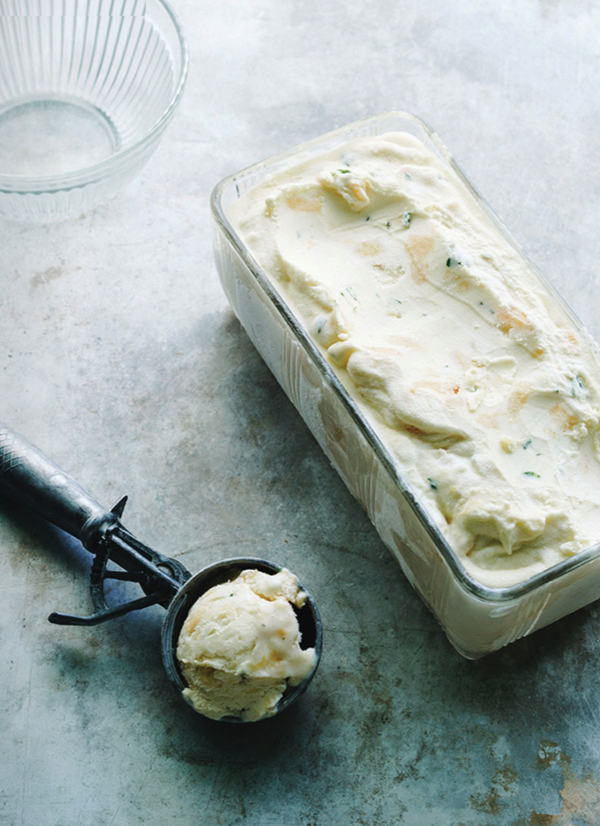 Peach basil ice cream