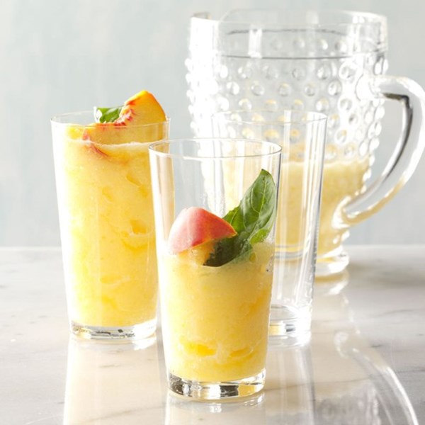 Peach-basil lemonade slush