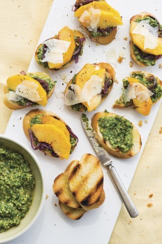 Peach bruschetta