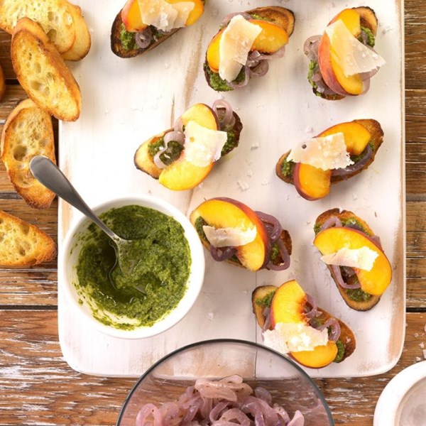 Peach bruschetta