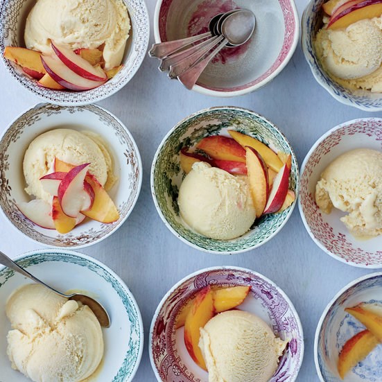 Peach-buttermilk ice cream