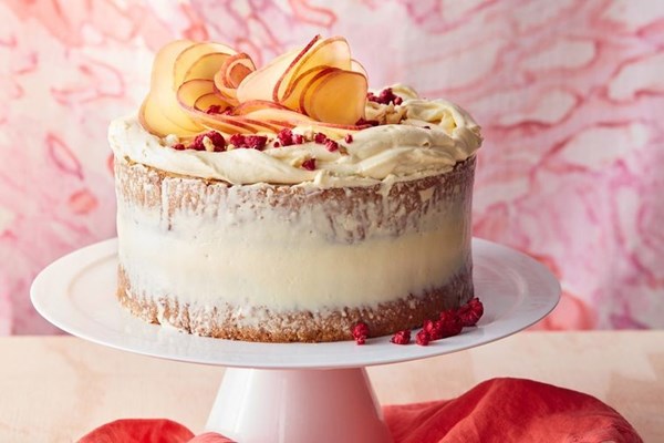 Peach, carrot & walnut cake with cream cheese icing