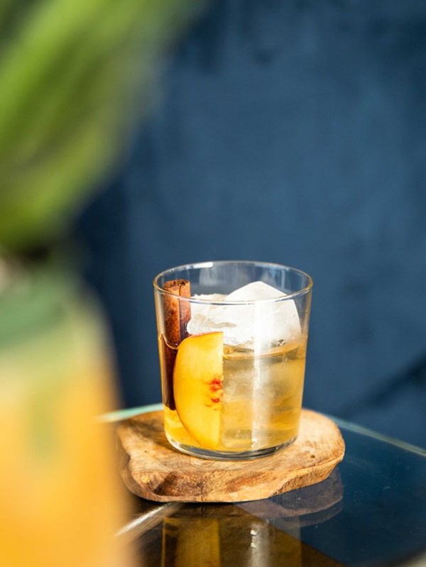Peach-cinnamon old fashioned
