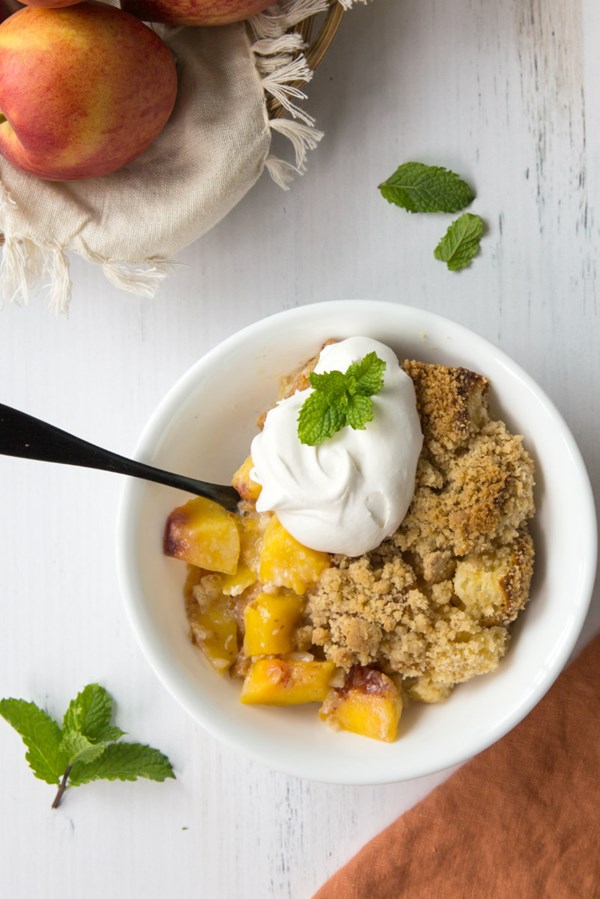 Peach cobbler French toast casserole