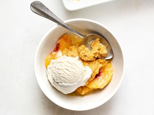 Peach-corn cobbler