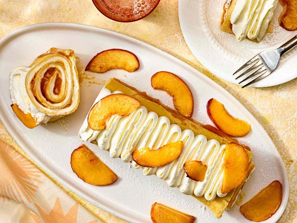 Peach crêpe cake