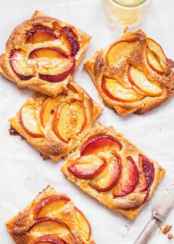 Peach frangipane puff pastry tarts