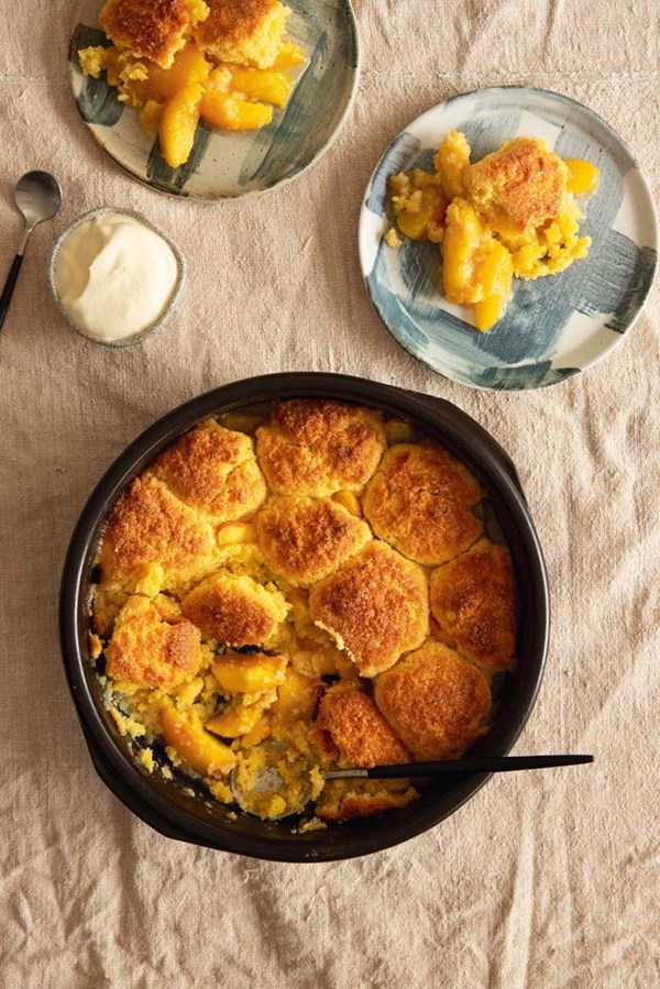 Peach, ginger & star anise cobbler
