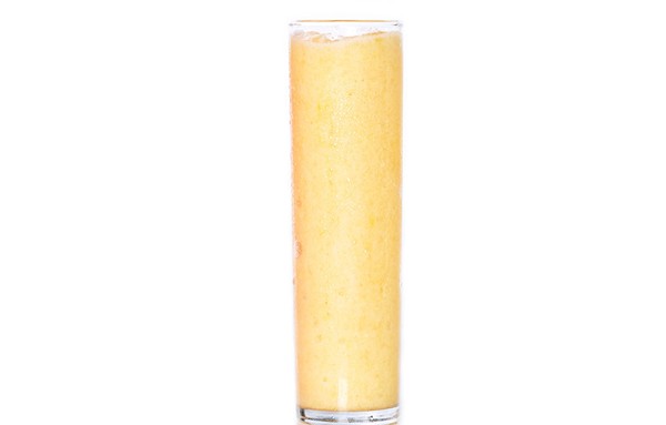 Peach, ginger, and bourbon frozen cocktail