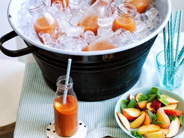 Peach-ginger punch with rye