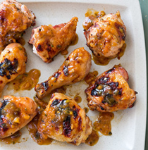 Peach-glazed grilled chicken