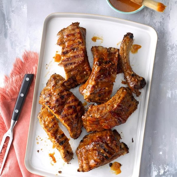 Peach-glazed ribs